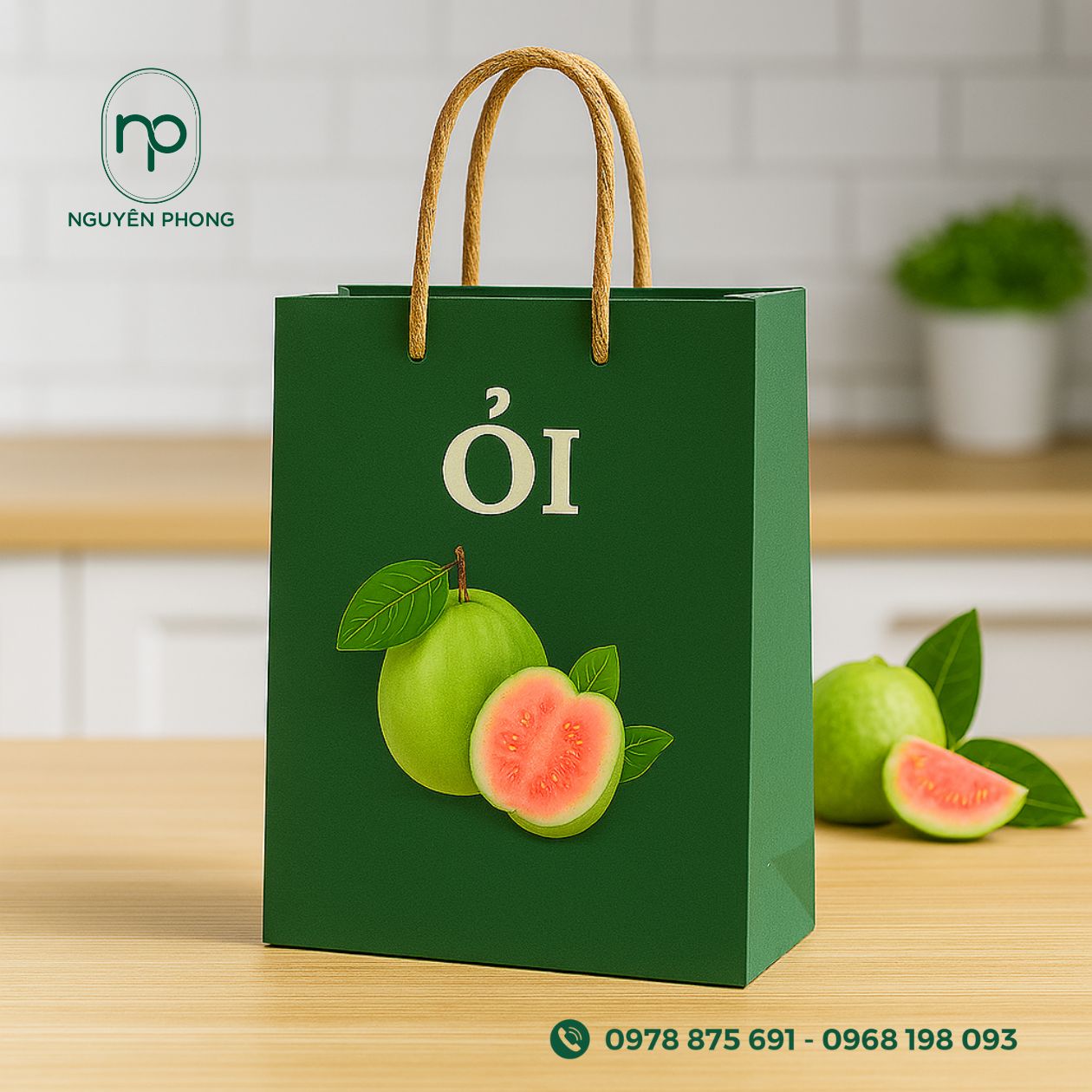 Mẫu túi giấy nông sản đựng ổi